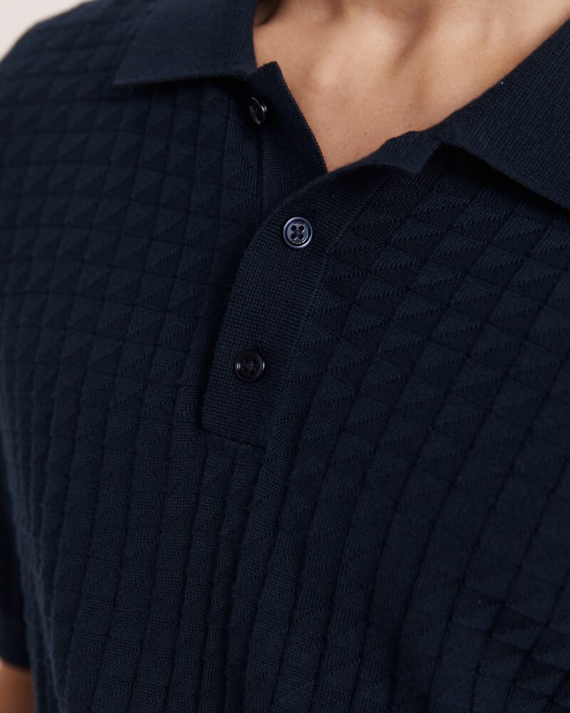 Alfie Knit Polo in NAVY