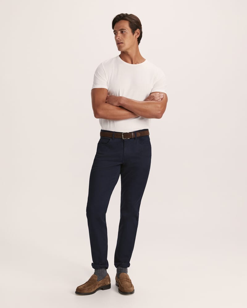 James Brushed Cotton 5 Pocket Pant in NAVY