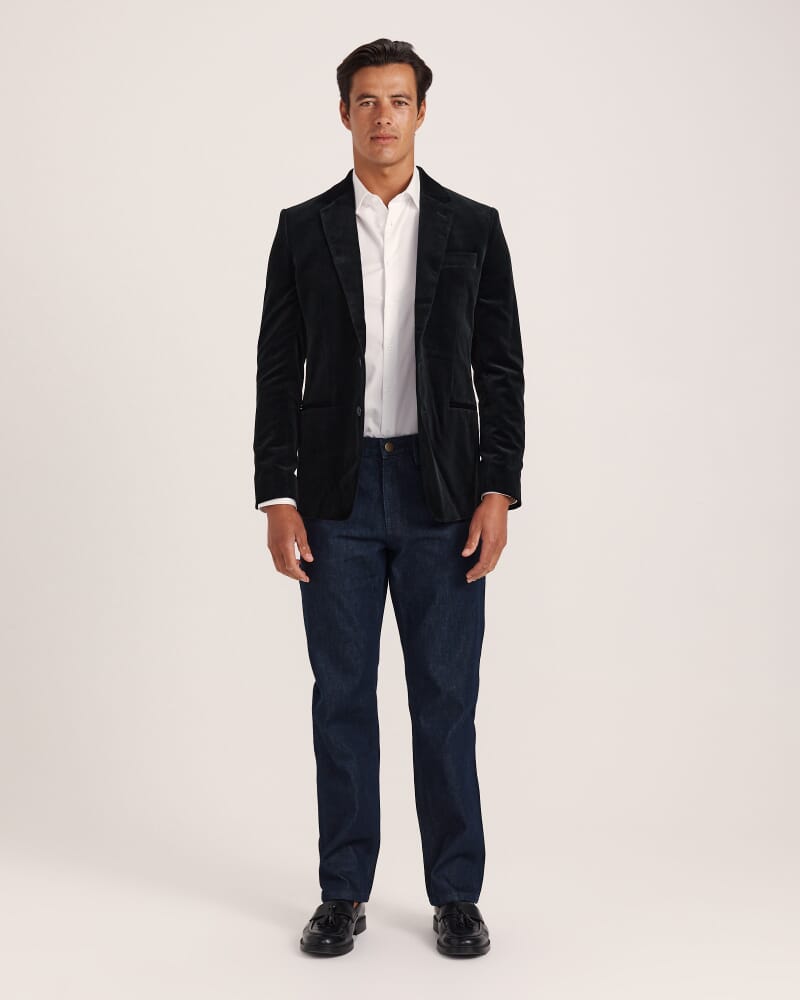 Roman Velvet Blazer in BLACK