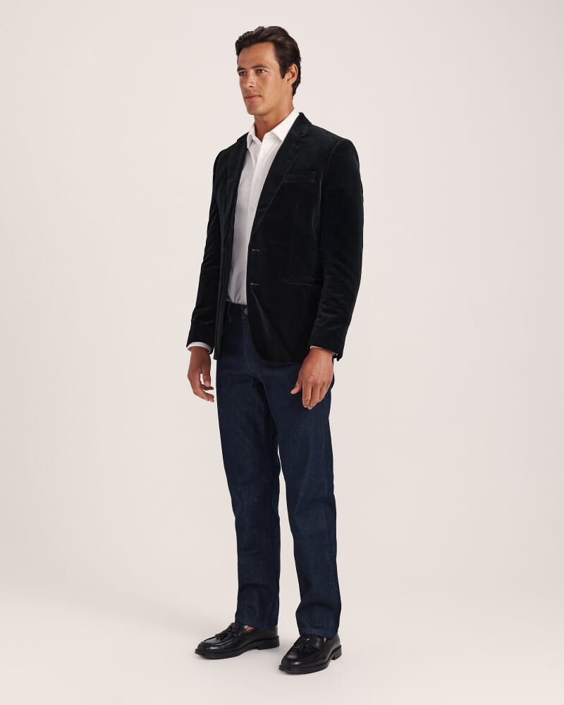 Roman Velvet Blazer in BLACK