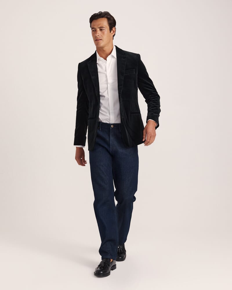 Roman Velvet Blazer in BLACK