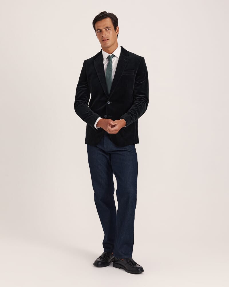 Roman Velvet Blazer in BLACK