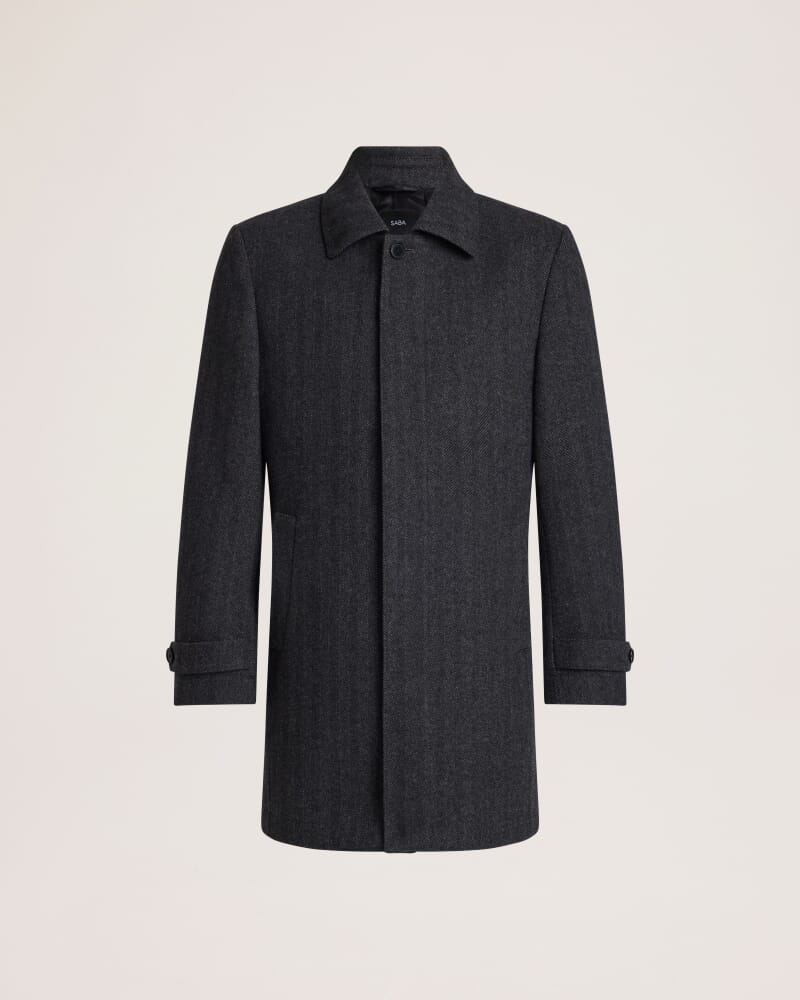 Corey Herringbone Wool Coat in CHARCOAL/WHITE