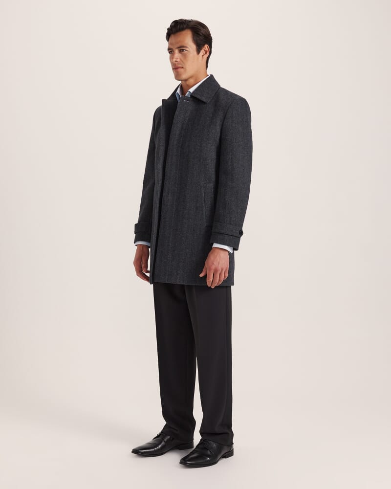 Corey Herringbone Wool Coat in CHARCOAL/WHITE