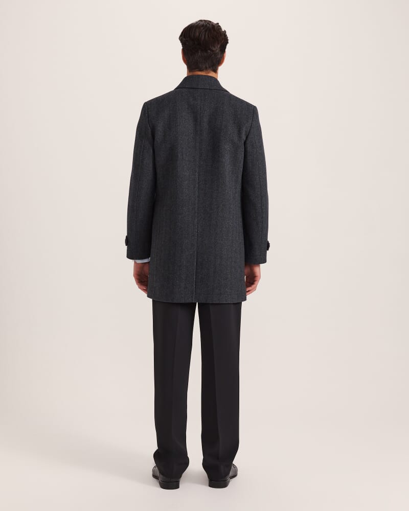 Corey Herringbone Wool Coat in CHARCOAL/WHITE