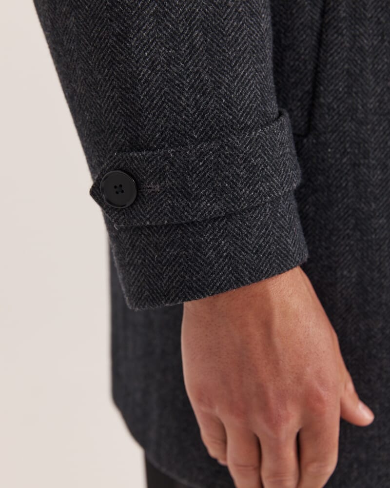 Corey Herringbone Wool Coat in CHARCOAL/WHITE