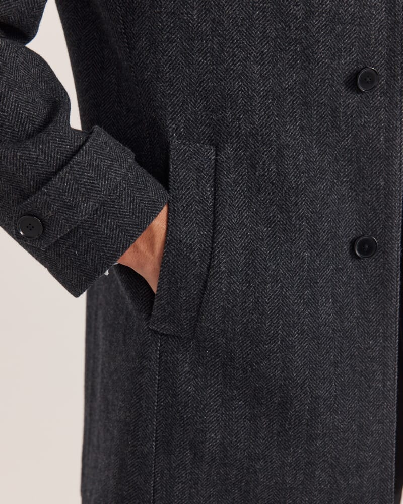 Corey Herringbone Wool Coat in CHARCOAL/WHITE