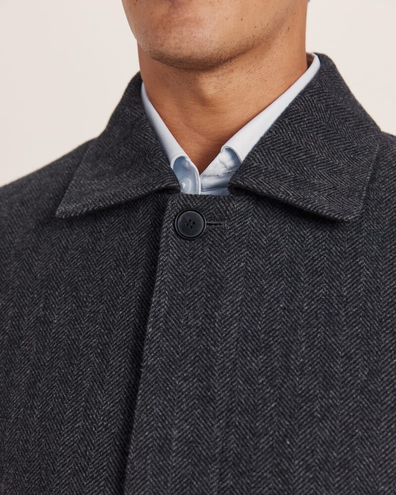 Corey Herringbone Wool Coat in CHARCOAL/WHITE
