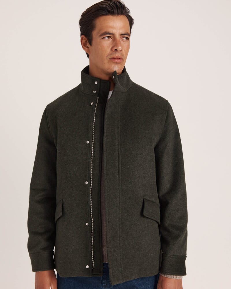 Liam Wool Car Coat in MILITARY