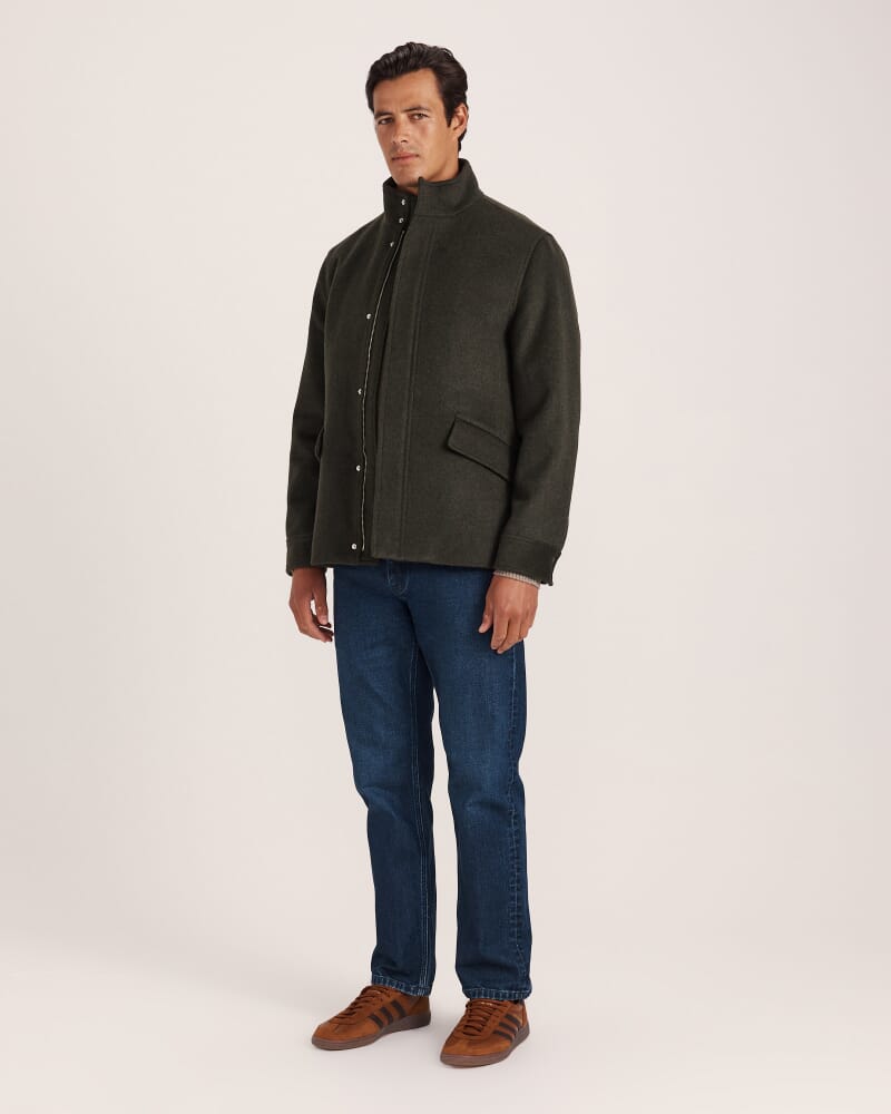Liam Wool Car Coat in MILITARY