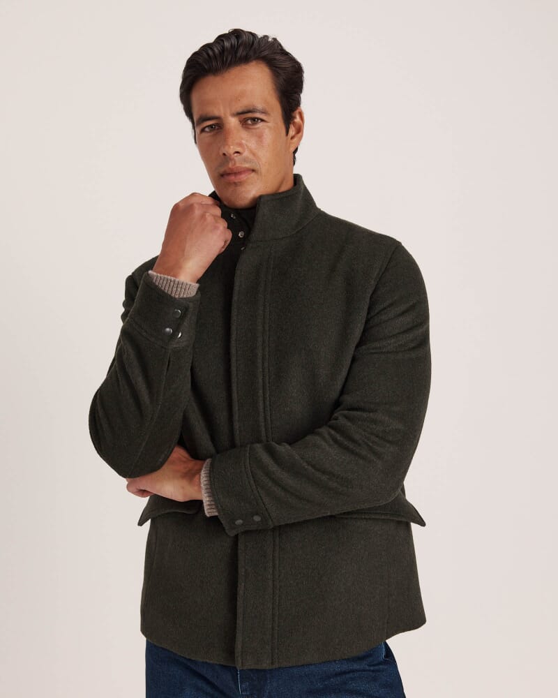 Liam Wool Car Coat in MILITARY