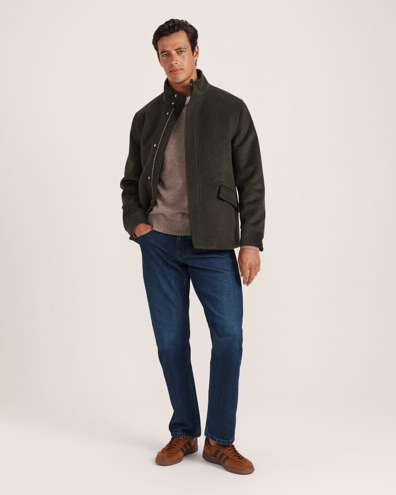 Liam Wool Car Coat in MILITARY