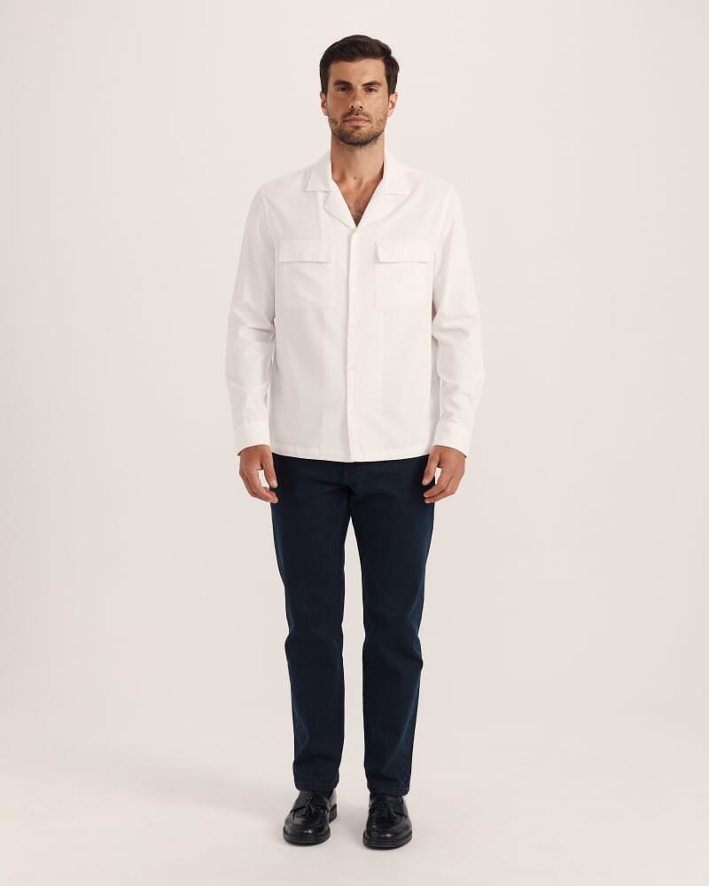 Mason Brushed Cotton Shirt in OFF WHITE
