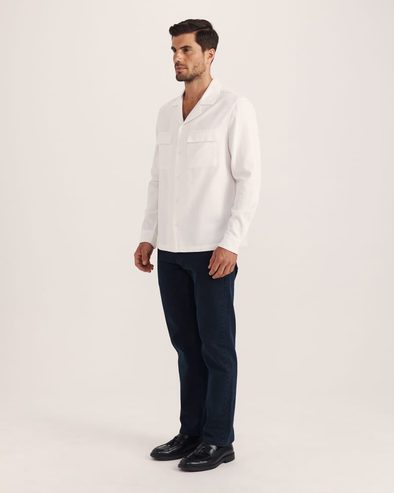 Mason Brushed Cotton Shirt in OFF WHITE