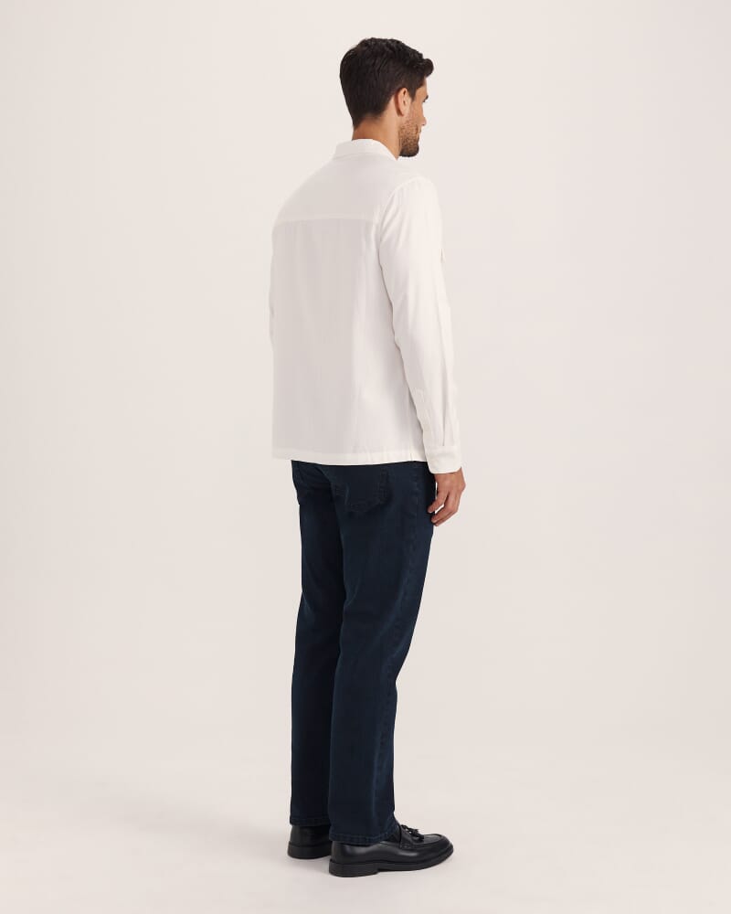Mason Brushed Cotton Shirt in OFF WHITE