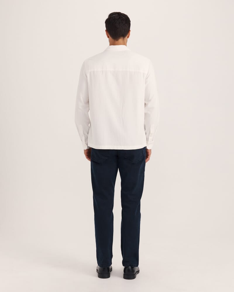 Mason Brushed Cotton Shirt in OFF WHITE