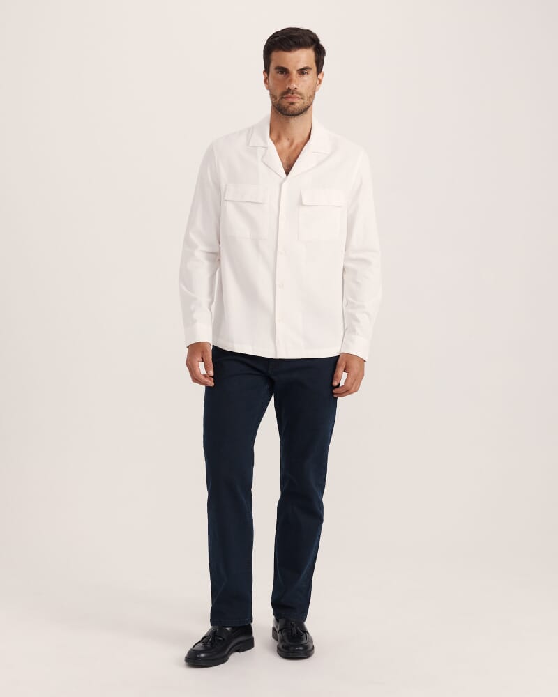 Mason Brushed Cotton Shirt in OFF WHITE