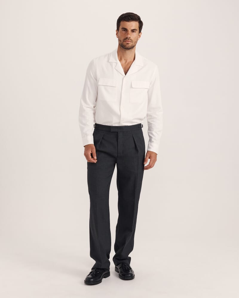 Mason Brushed Cotton Shirt in OFF WHITE