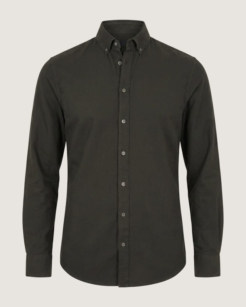 Malcom Mercerised Oxford Shirt in FATIGUE