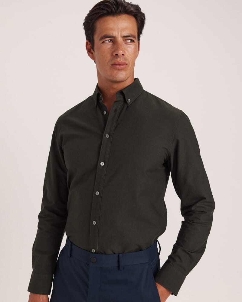 Malcom Mercerised Oxford Shirt in FATIGUE