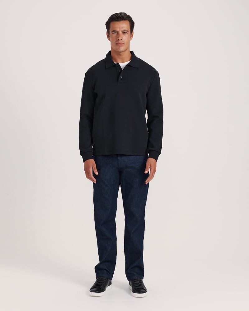 Victor Long Sleeve Rugby Polo in BLACK