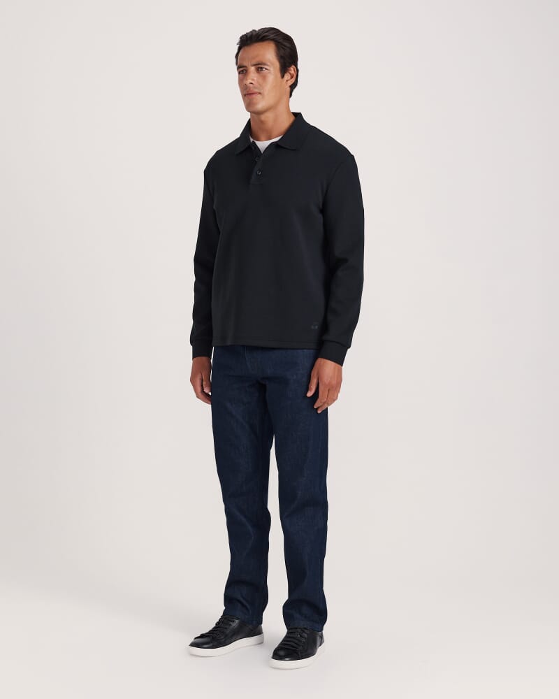 Victor Long Sleeve Rugby Polo in BLACK