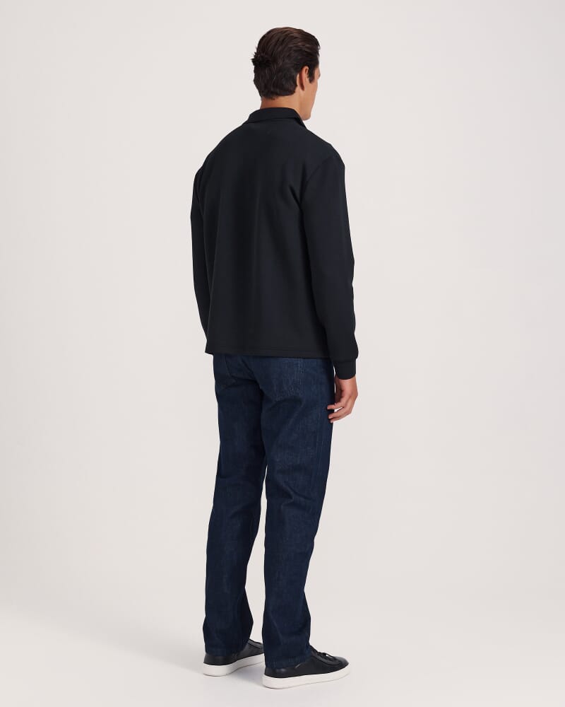 Victor Long Sleeve Rugby Polo in BLACK