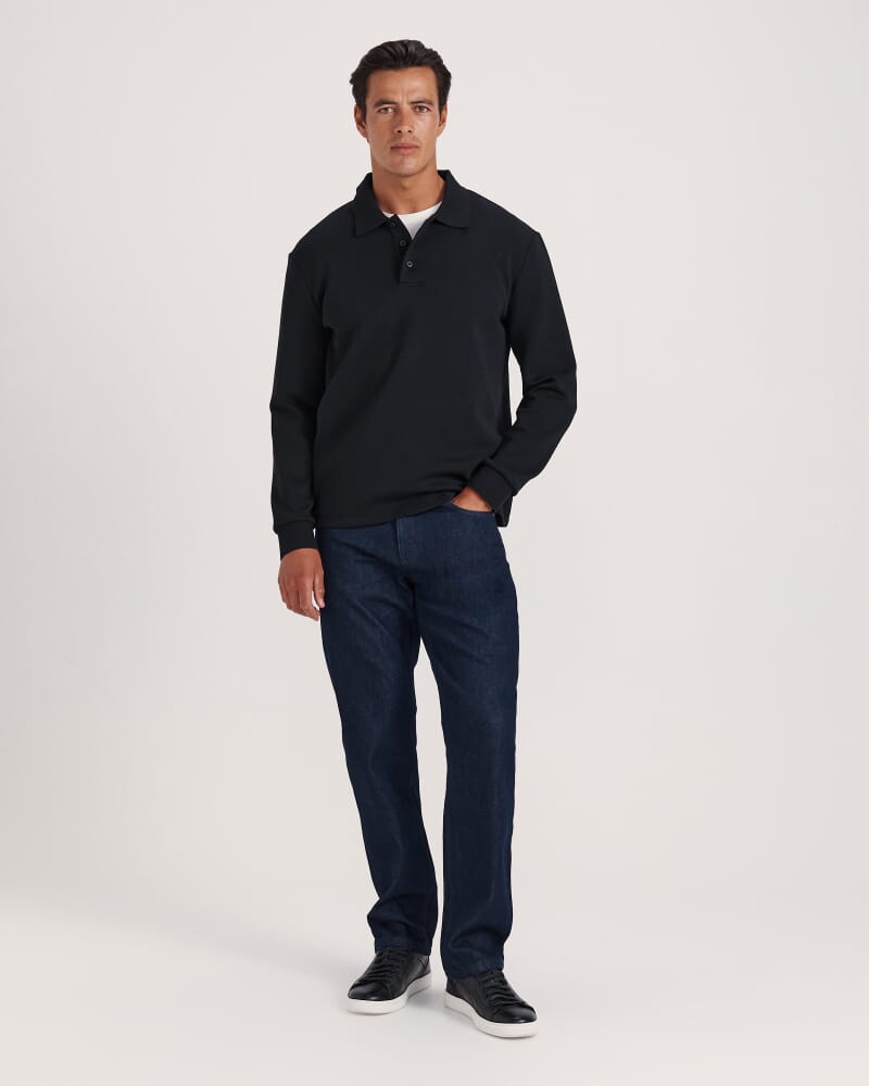 Victor Long Sleeve Rugby Polo in BLACK