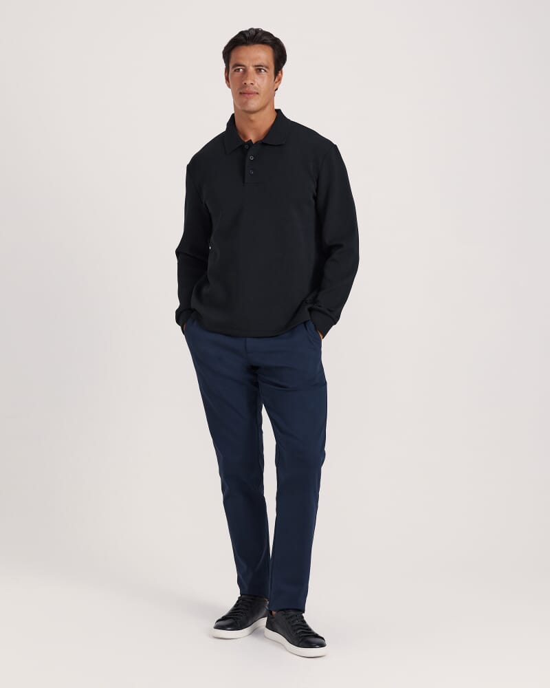 Victor Long Sleeve Rugby Polo in BLACK