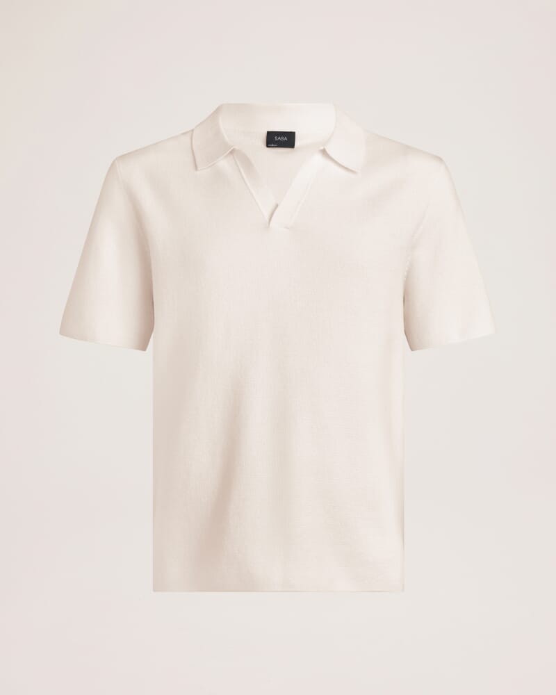 Howell Resort Cotton Knit Polo in OFF WHITE