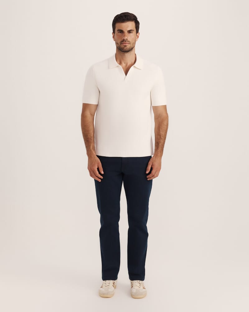 Howell Resort Cotton Knit Polo in OFF WHITE