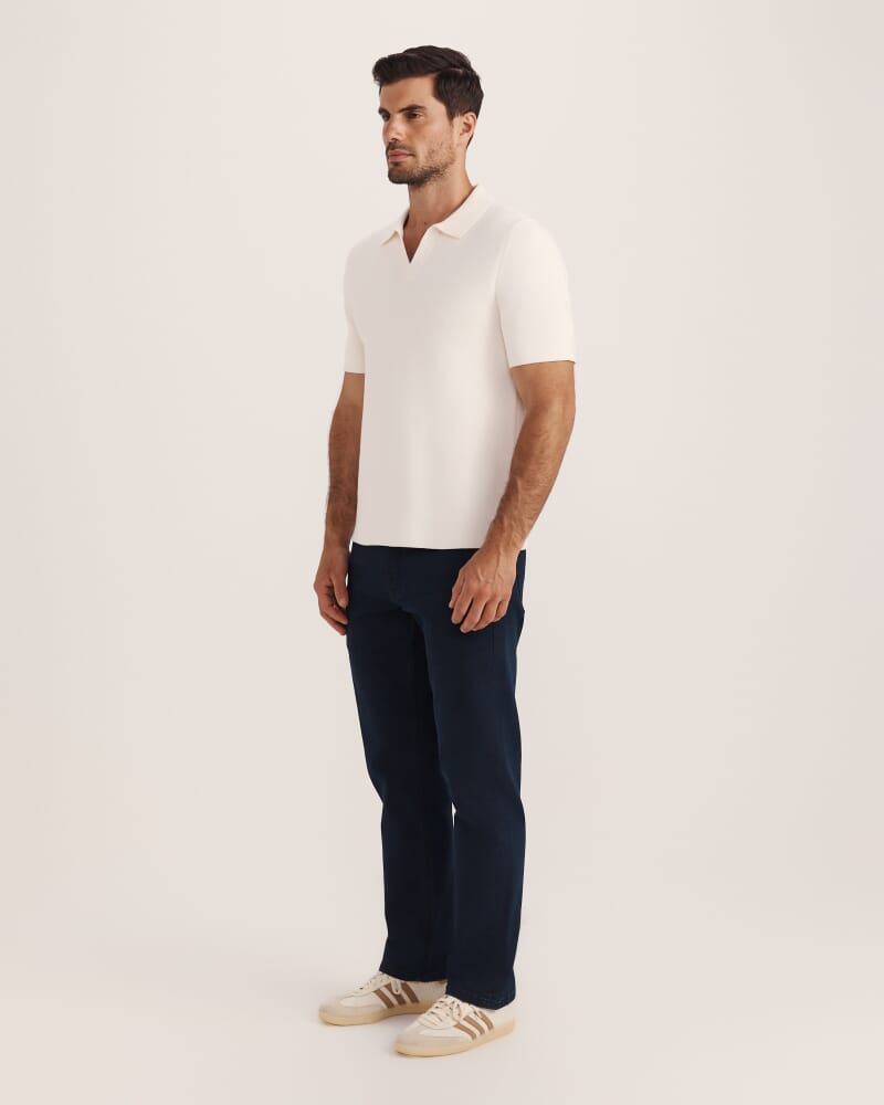 Howell Resort Cotton Knit Polo in OFF WHITE