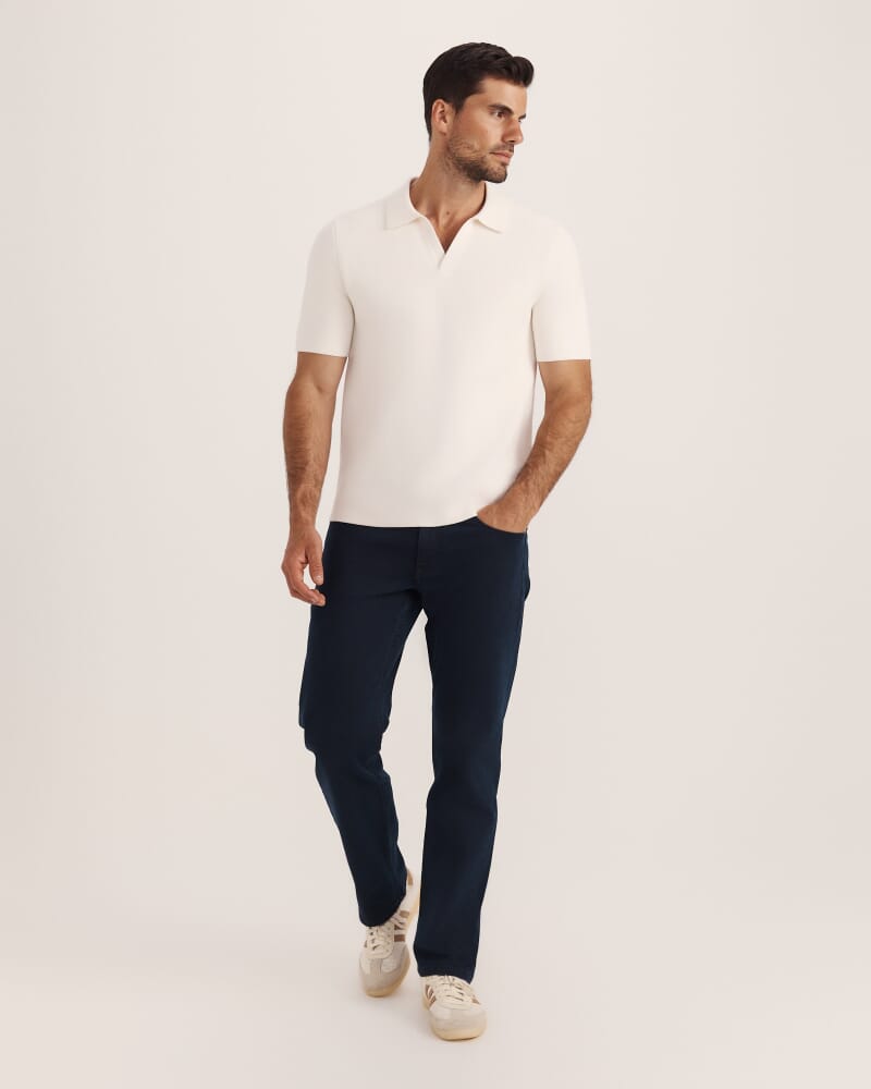 Howell Resort Cotton Knit Polo in OFF WHITE