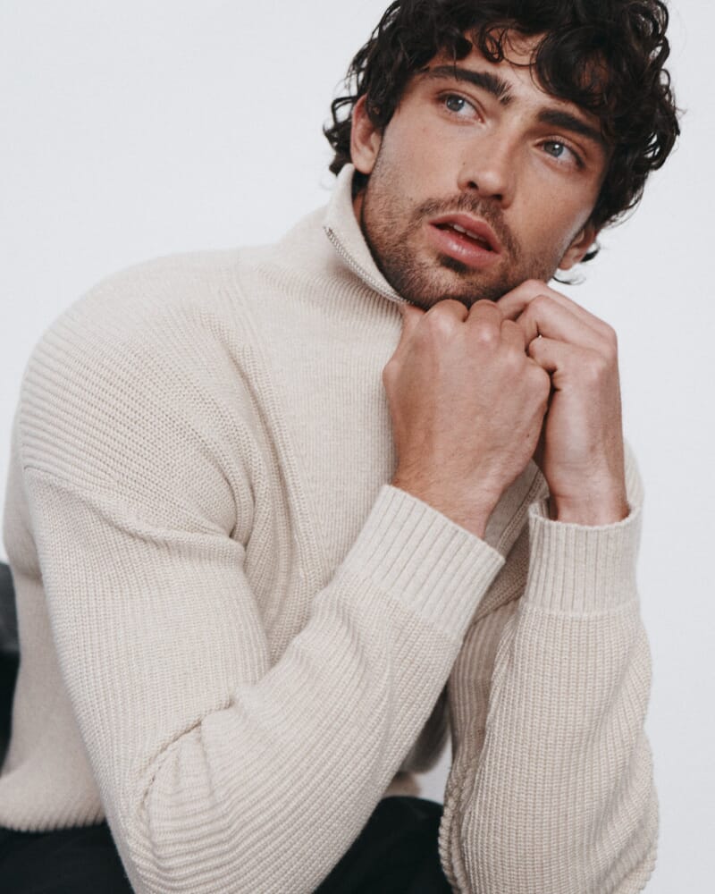Soren Quarter Zip Knit in CHALK