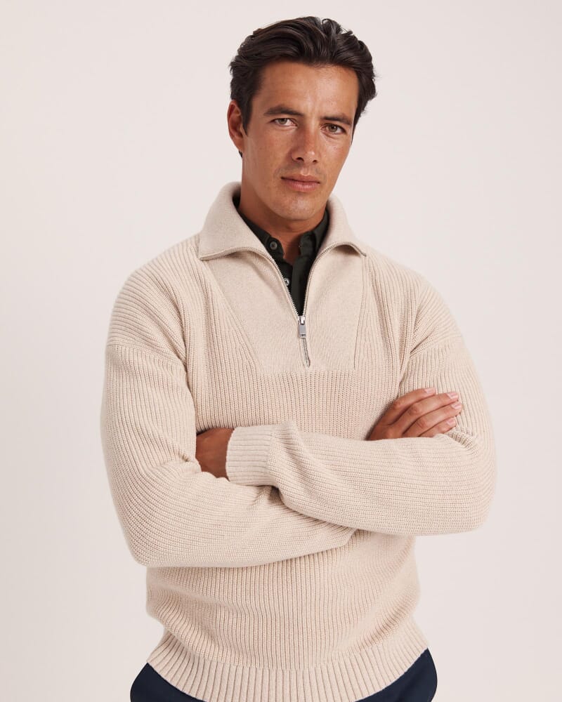 Soren Quarter Zip Knit in CHALK