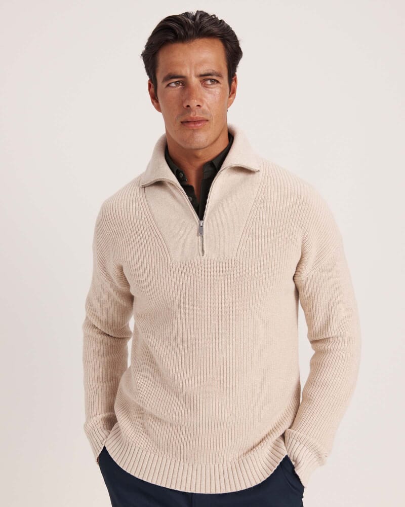 Soren Quarter Zip Knit in CHALK