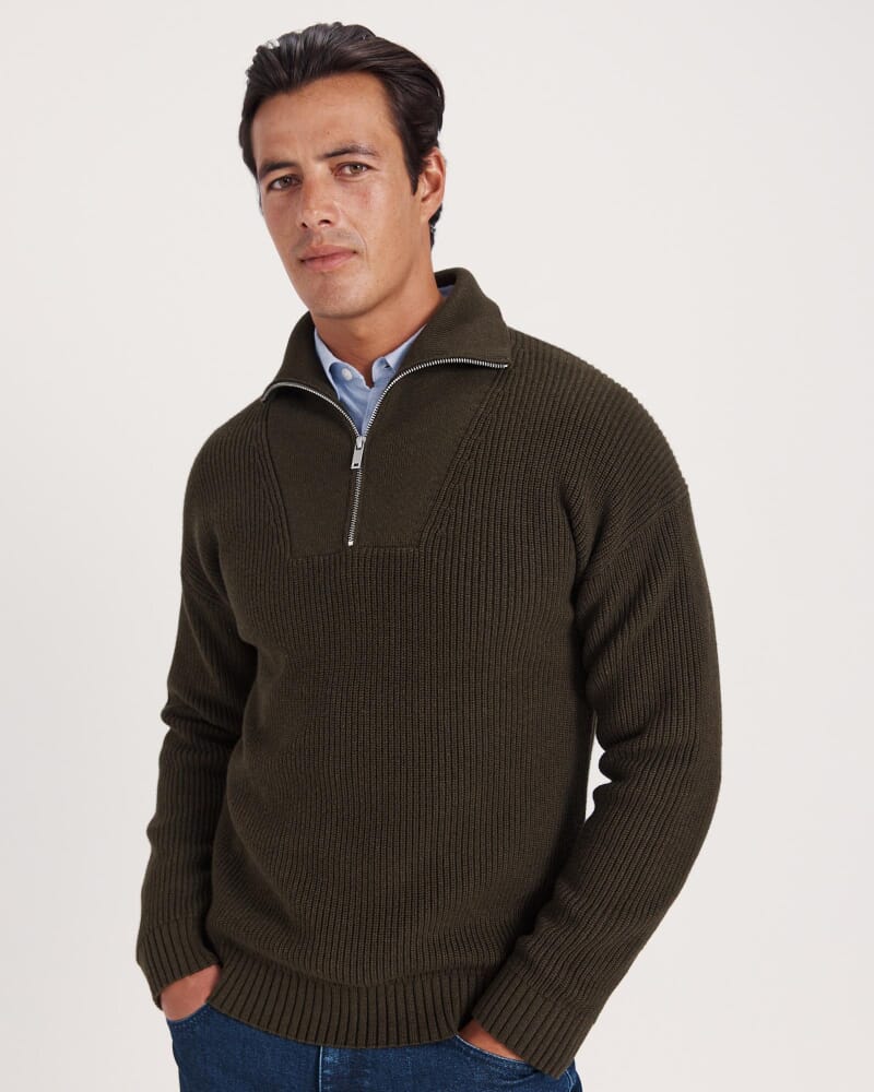 Soren Quarter Zip Knit in FOREST