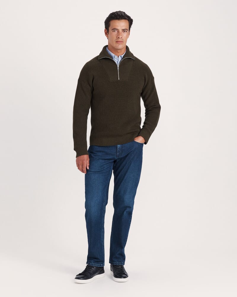 Soren Quarter Zip Knit in FOREST