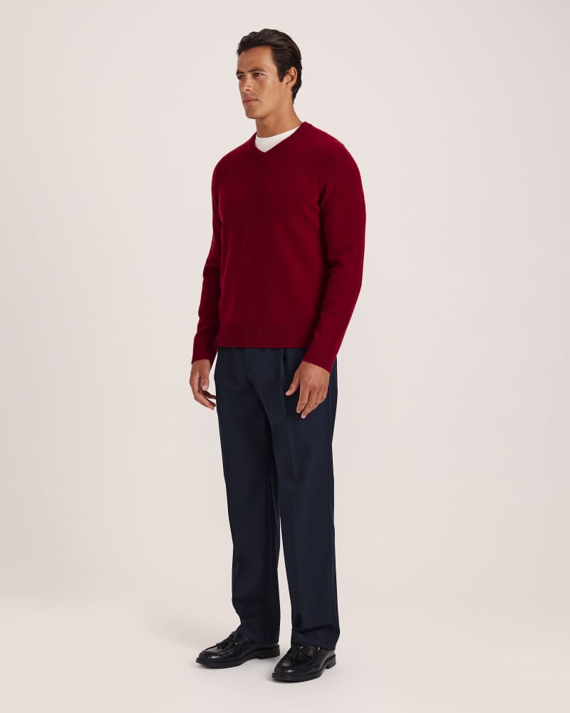 Solo Wool V Neck Knit in DEEP RED