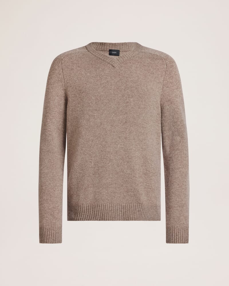 Solo Wool V Neck Knit in MUSHROOM