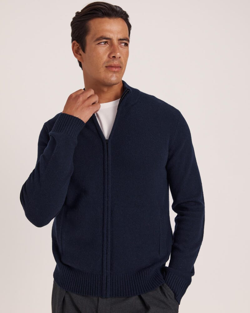 Solo Zip Through Knit in NAVY