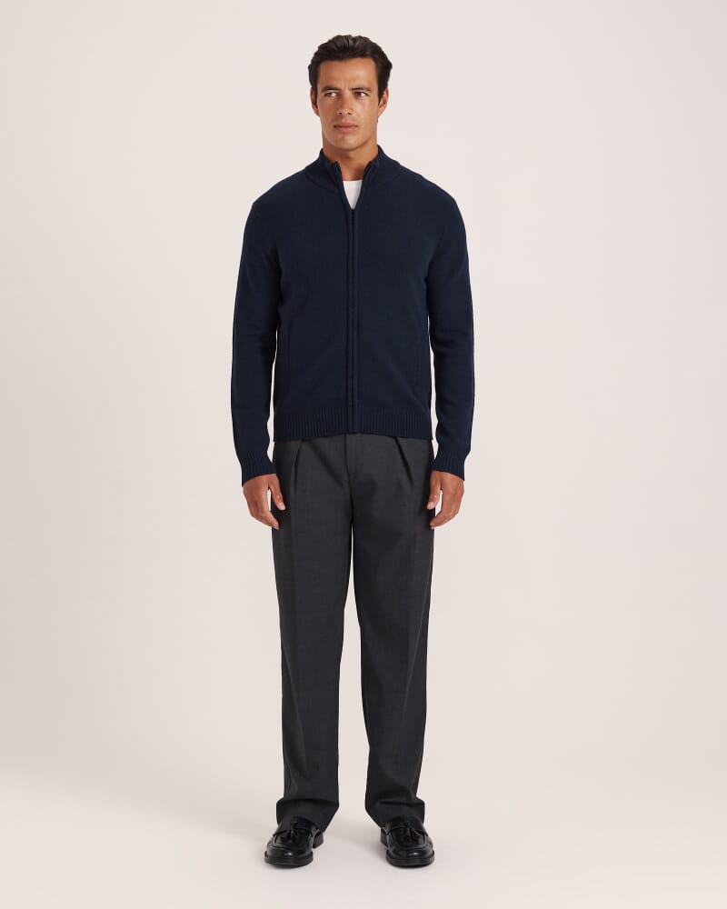 Solo Zip Through Knit in NAVY