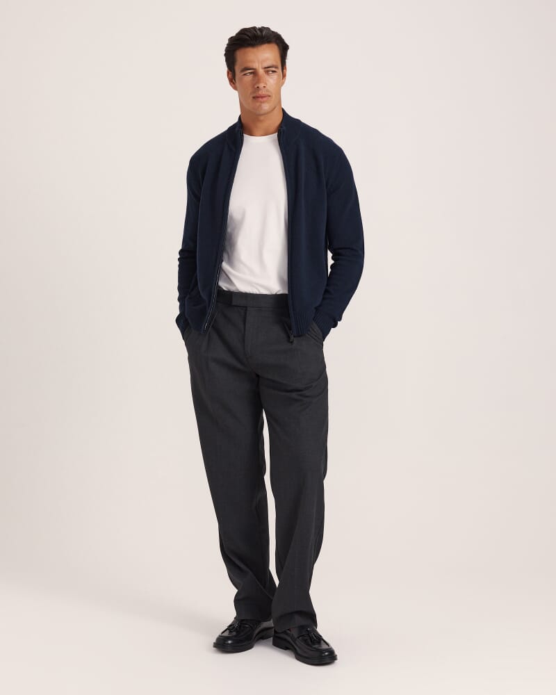 Solo Zip Through Knit in NAVY