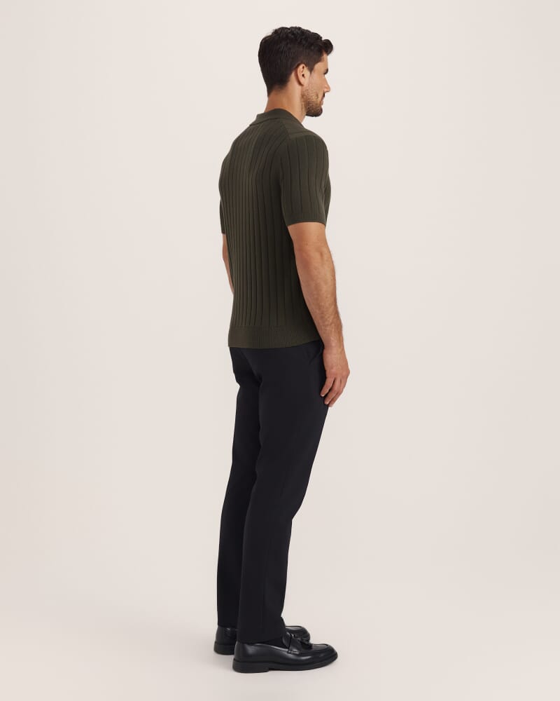 Erol Cotton Rib Knit Polo in FATIGUE