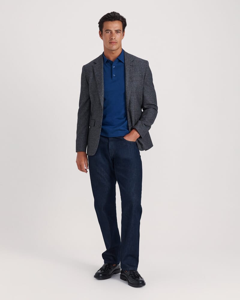 Marone Cotton Knit Polo in DEEP BLUE