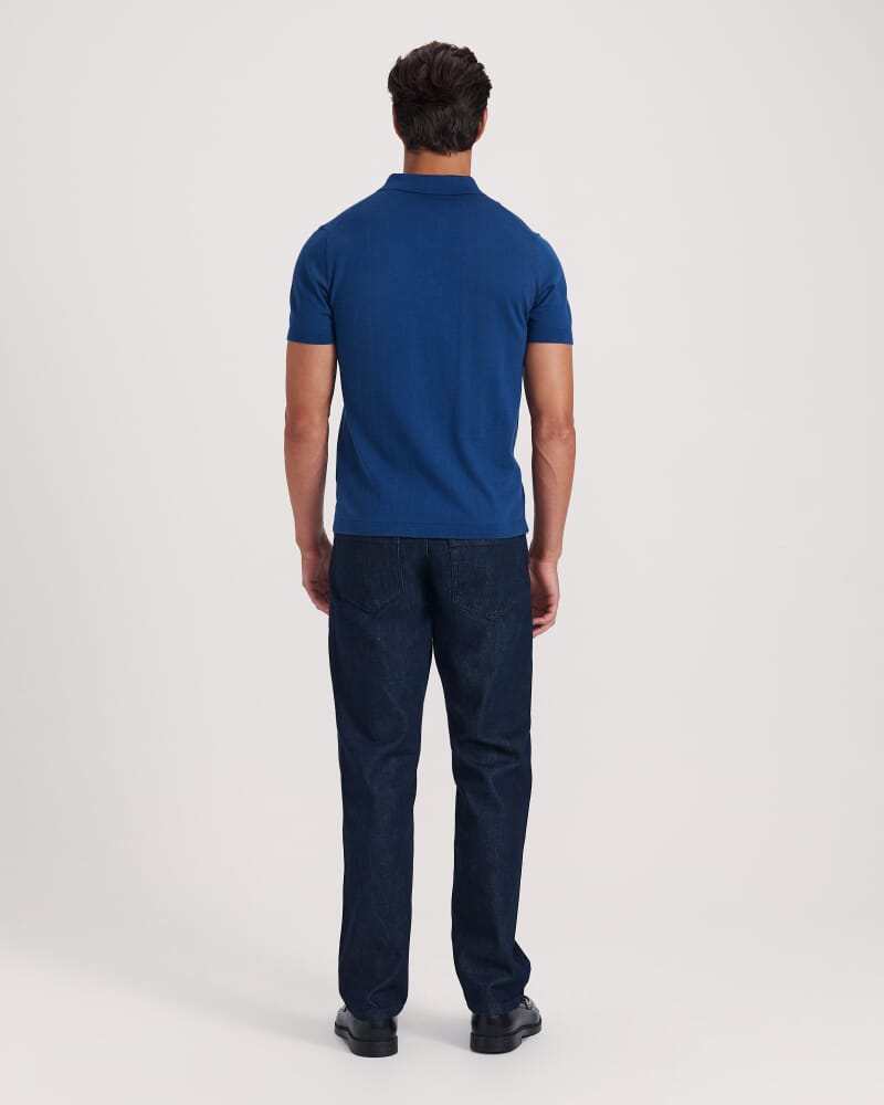 Marone Cotton Knit Polo in DEEP BLUE