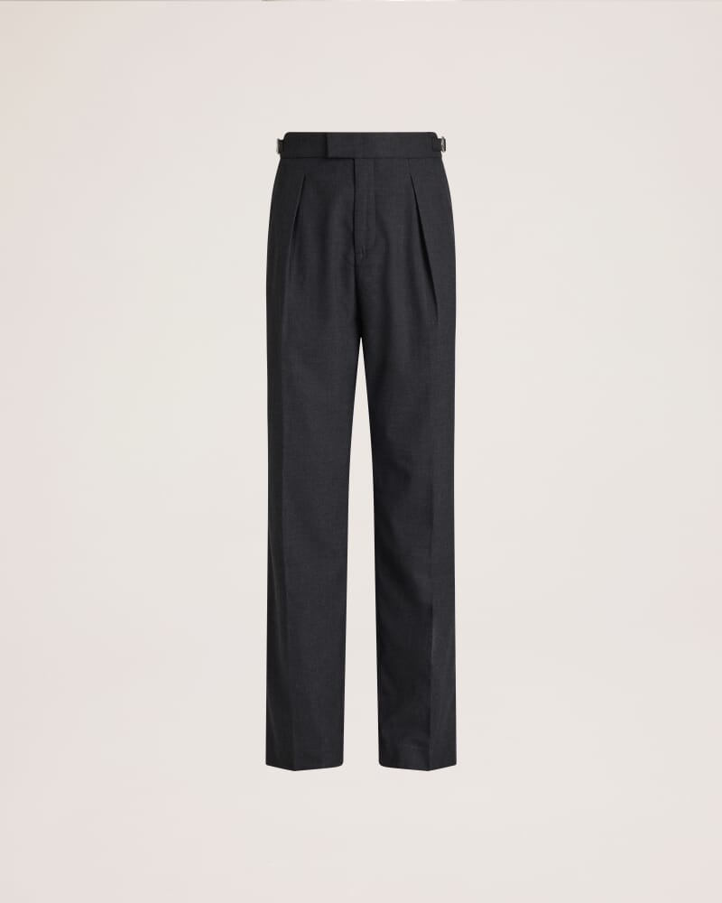 Henry Wide Pleat Pant in DARK CHARCOAL