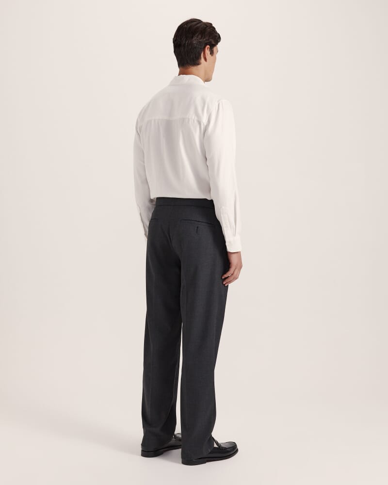Henry Wide Pleat Pant in DARK CHARCOAL