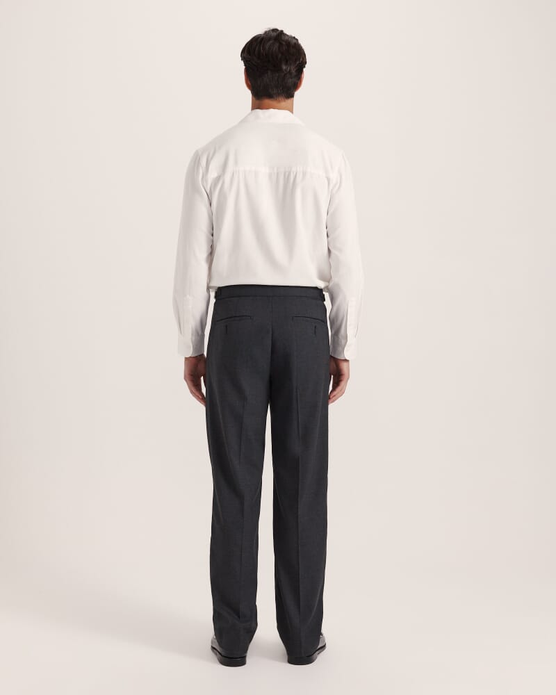 Henry Wide Pleat Pant in DARK CHARCOAL