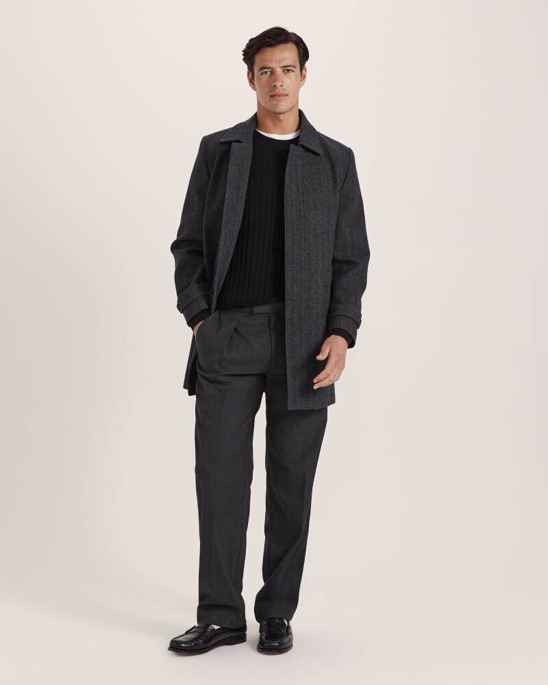 Henry Wide Pleat Pant in DARK CHARCOAL